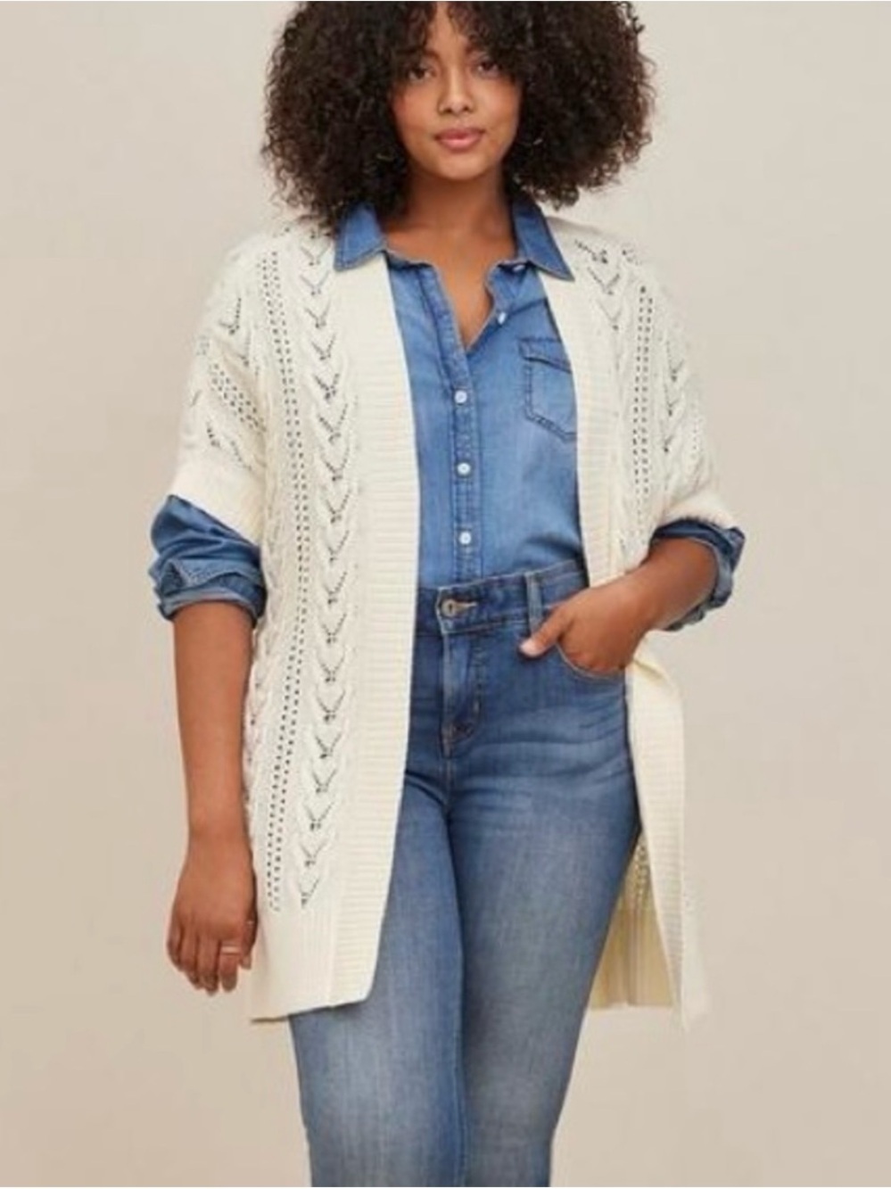 Torrid Vest Dolman Tie Ivory Size 3/4 Maxi Short Sleeve Kimono
Open Front